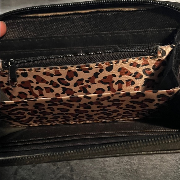 EUC Rebecca & Rifka Black Zip-Around Wristlet Wallet with Gold Medallion - Picture 13 of 16